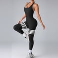 thumbnail image 2 of larppty Womens Workout Seamless Jumpsuit Spring Summer Fashion Hip Lift Peach Hip Shap Backless Yoga Jumpsuit Romper Outfits（Black， M）, 2 of 7