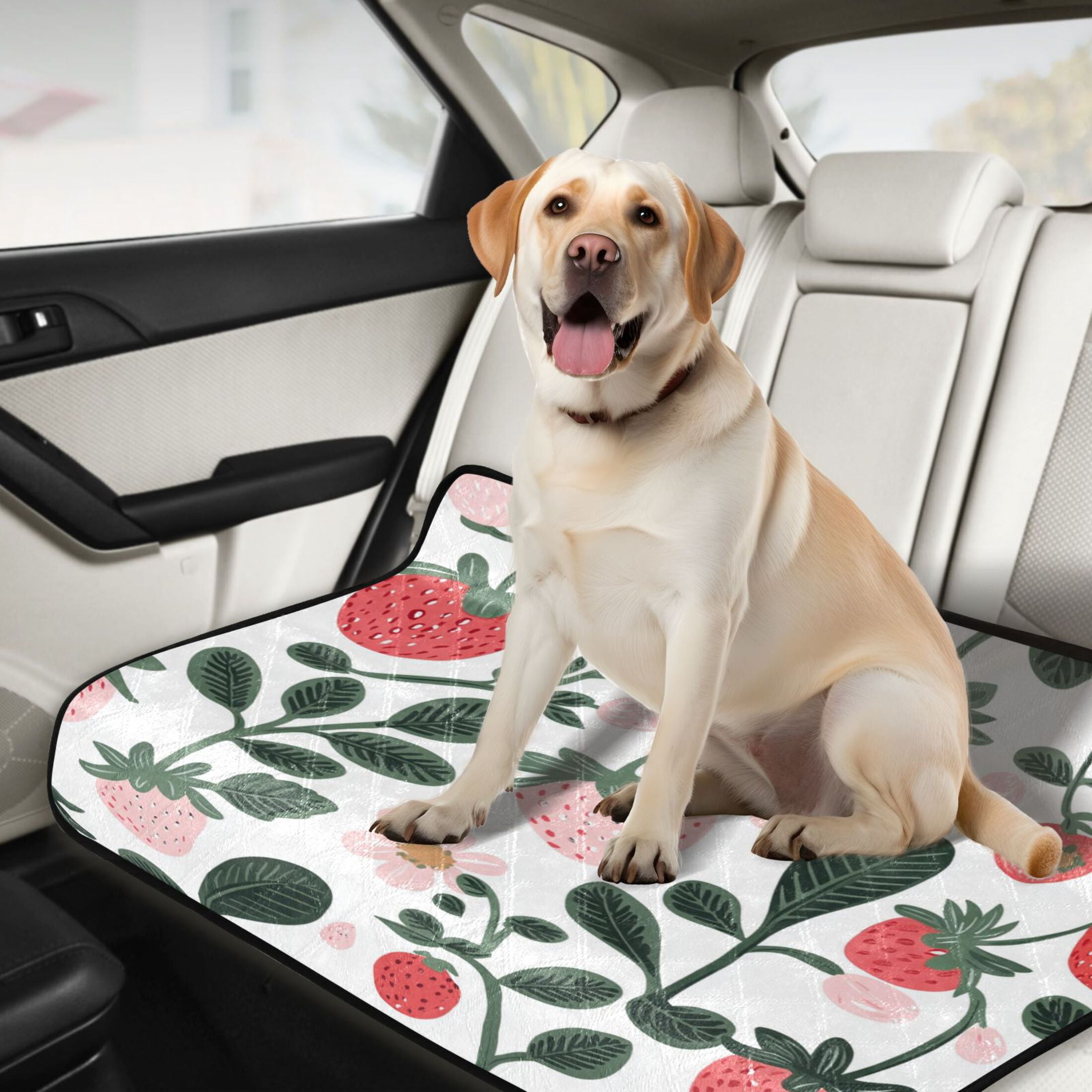Qxltty A Seamless Pattern with Cute Strawberries Cat litter Pads Pet Set of 3 Diaper Mats Center Anti-leakage Layer Absorbent Soft and Comfortable
