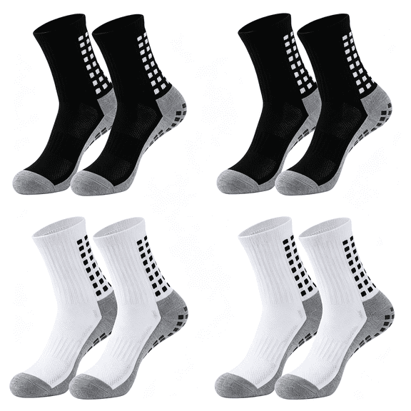 TELOLY 4/6 Pairs Grip Soccer Socks Anti Slip Non Slip Men'S Athletic Socks for Football Basketball Sports 4/6 Pairs Men'S Athletic Socks 4/6 Pairs Men'S Grip Soccer Socks