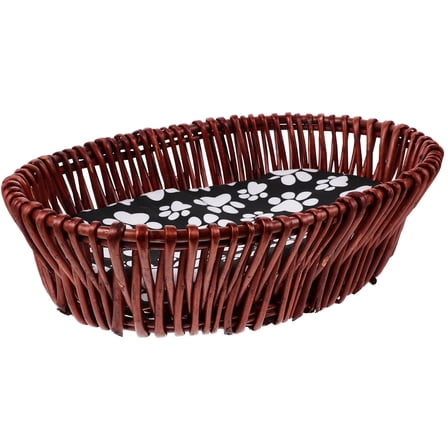 LOLIPPYY Dark Brown Rattan Woven Pet Cuddle Bed, Warm and Cozy for Dogs and Cats, 1 Set