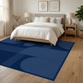 thumbnail image 3 of ODIKA 6'x9' Ultra-Soft Area Rug, Navy Blue Geometric Abstract Design Elegant Rectangular with Striped Accents Washable, Bare feet friendly, Silk-Touch for Guest Room, Bedroom, 3 of 7