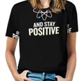 thumbnail image 1 of Think Like A Proton And Stay Positive Pun Quote Gift Ruffle Short Sleeve T-Shirt V Neck Shirts Pattern Cute Tops Casual Tee, 1 of 5