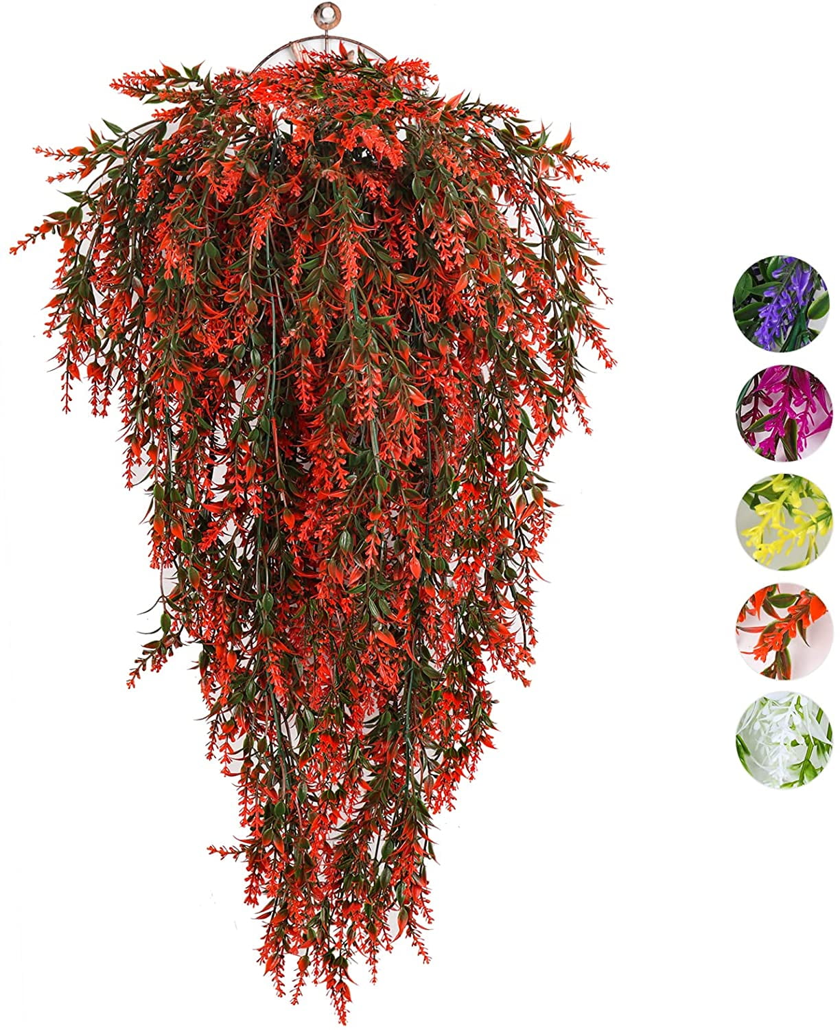 2 Pack Artificial Hanging Plants Fake Hanging Lavender Faux UV