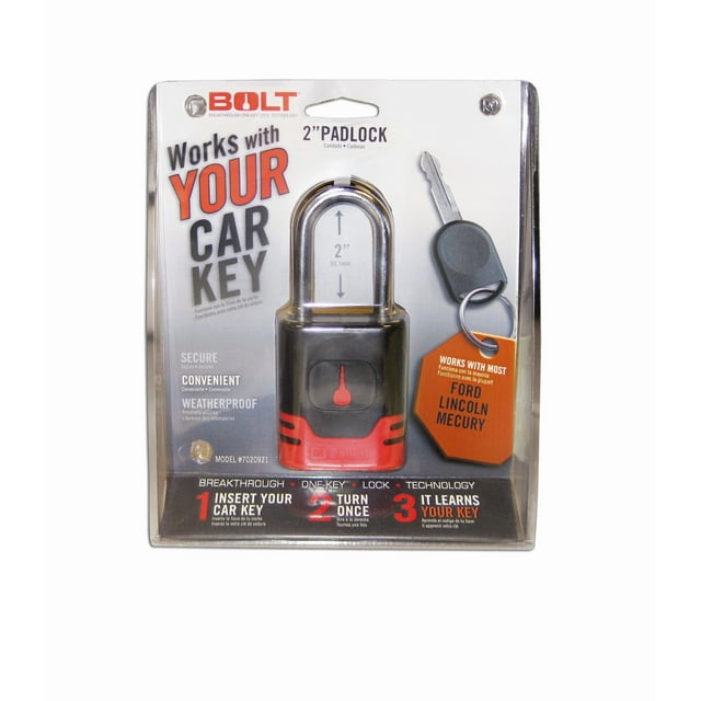 BOLT Locks Strattec Security Padlock 7018519 Key Type - Uses Automotive Key; 5/16 Inch Diameter Shackle; 2 Inch Height x 0.95 Inch Width Shackle Clearance; General Purpose; Chrome Plated