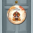 thumbnail image 2 of Happy Thanksgiving Rat Terrier Turkey Costume Pumpkins Autumn Leaves Round Wood Sign Ratty Dog Lover Hanging Wall Home Decor - 130144, 2 of 5