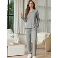 thumbnail image 5 of MINTREUS Women's Pajamas Long Sleeves Tops and Long Pants Set Oversized 2 Pajamas Sets, 5 of 9