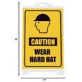 thumbnail image 2 of M&T Displays White Street SignPro Board, Weatherproof A-Frame Sidewalk Curb Sign with 2 24x36 inch Matt Laminated Anti-Glare CAUTION WEAR HARD HAT Sticker Signs, Folding Portable Double Sided, 2 of 11