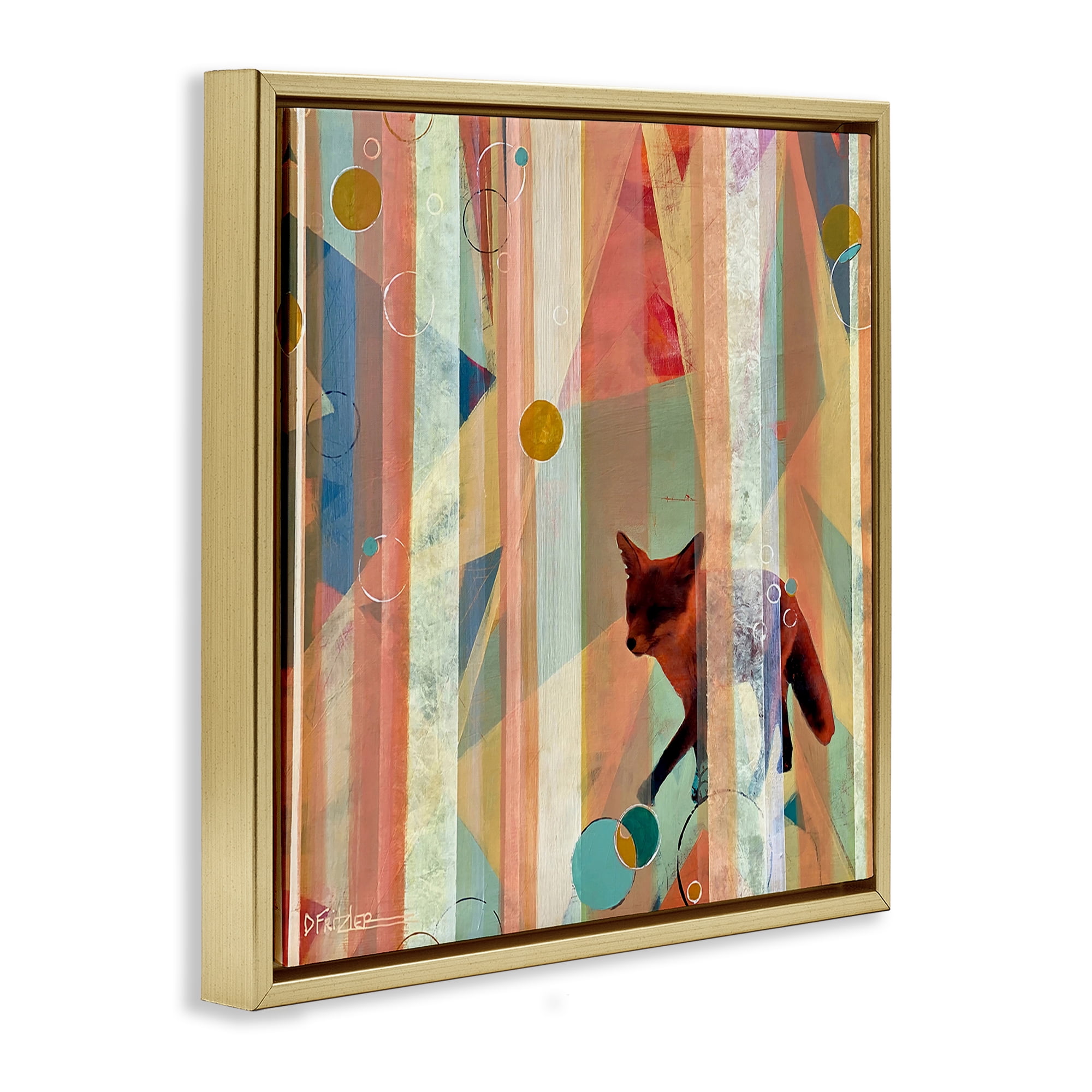 Stupell Industries Making My Move Fox Gold Framed Floater Canvas Wall Art, design by Dianna Fritzler
