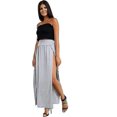 thumbnail image 4 of Womens Long Double Split High Waist Ladies Plain Jersey Stretch Two Side Slit Maxi Skirt, 4 of 5