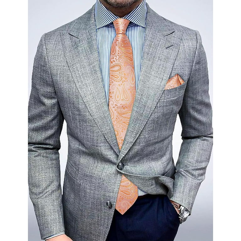 Men's Tie Set Striped Necktie Pocket Square Cufflinks Tie Clip Set