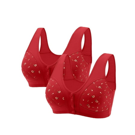 HCURIBAD Bras for Women Pack  Push up bras 2Pcs Women Gathering Bra Without Steel Ring Underwear (Solid Color  Mixed Color Available)  Front Closure Bras  Sports Bras 2PC Underwear Hot Pink L