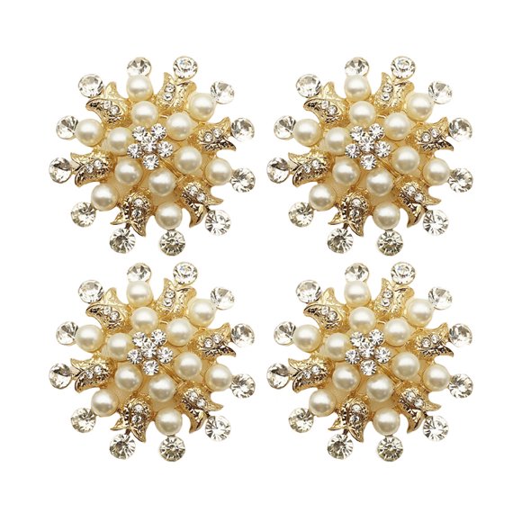 4pcs Christmas Snowflake Napkin Rings Chic Fashion Napkin Buckles Table Ornament for Banquet Party Wedding (Gloden)