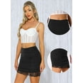 thumbnail image 2 of DARING DIVA Women's Party Mesh Lace Hem Shimmer Ruched Bodycon Mini Skirts XS Black, 2 of 6