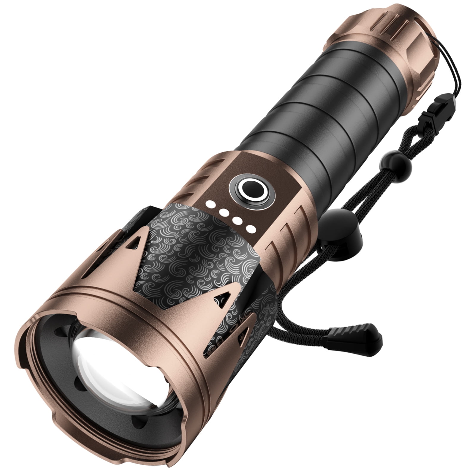SKYFIRE high-lumen LED flashlight with ignition lens, high-lumen flashlight, zoom, five modes, essential for long-life camping, outdoor, farm and emergency situations