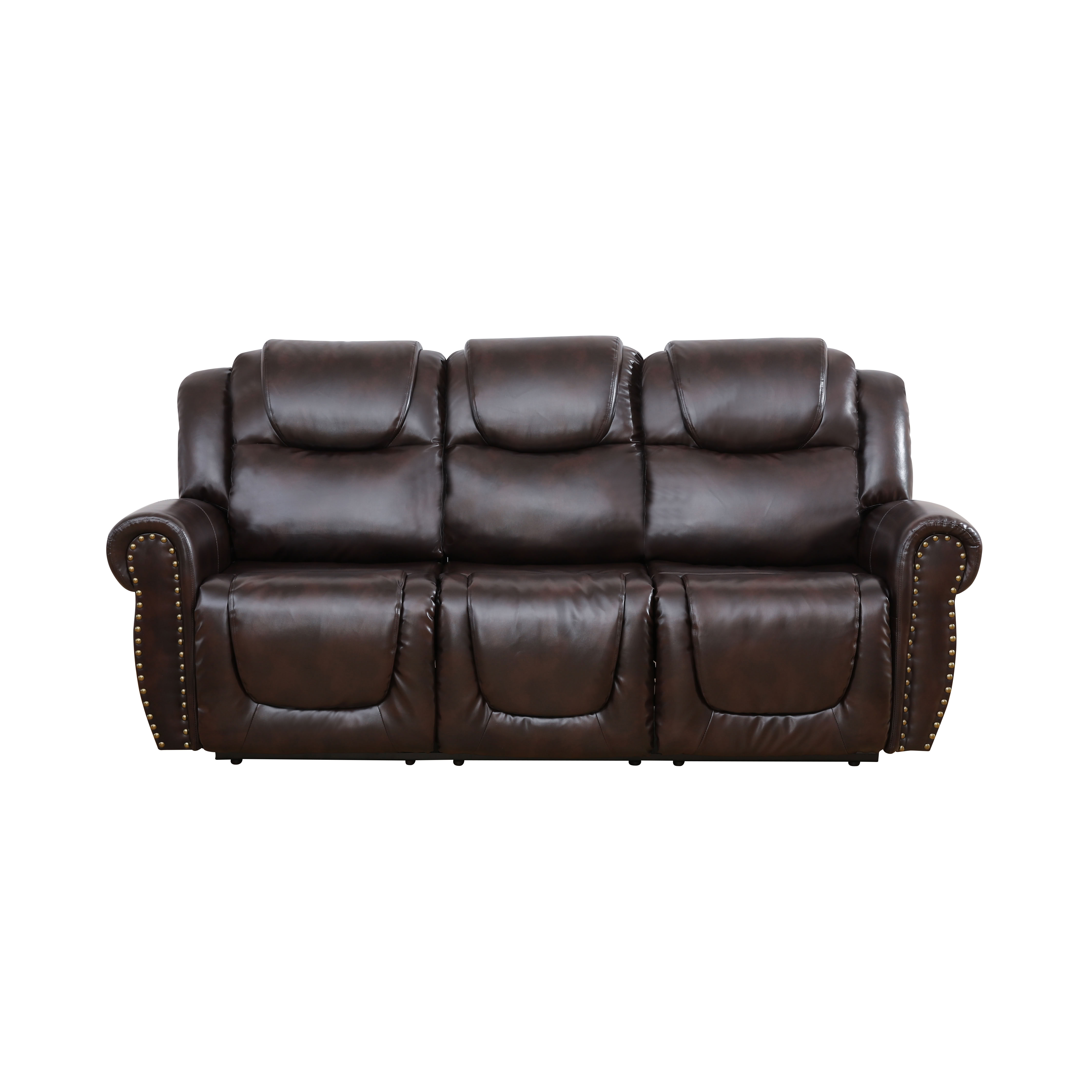 MAYEERTY 3-Seater Recliner Sofa, Recliner with Breathable Semi PU Leather for Family Living Rooms