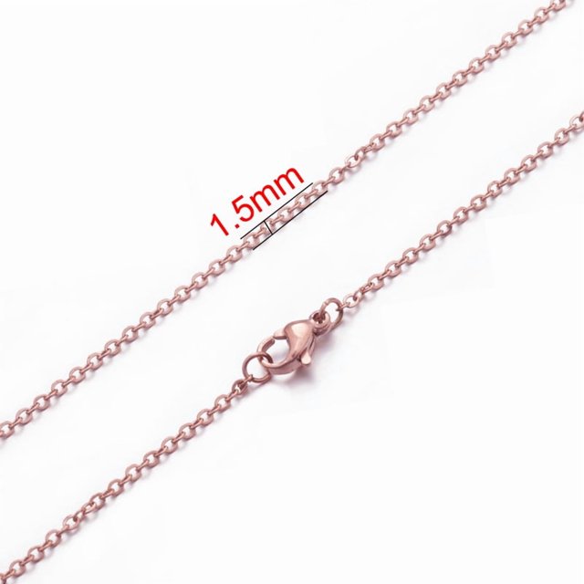 AHKNORMAILCUI 5 Pcs/lot Chaîne en Acier Inoxydable 1 1.5 2mm Rolo Collier Chaîne en Or 40 45 50 60CM Long Collier Fermoir Homard