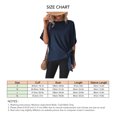 thumbnail image 4 of Camisa de manga corta para mujer, cuello redondo, dobladillo con nudo, Color puro, corte holgado, Top informal para mujer para citas, compras diarias, 4 of 6