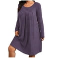 thumbnail image 2 of ClodeEU Women's Long Sleeve Round Neck Plus Size Sweater Dress,Elegant Loose T Shirt Swing Dress Purple,Womens Plus XXL, 2 of 6