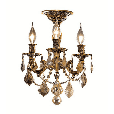 Gold Royal Flush Flush Mounts 3 Light With Golden Teak (Smoky) Crystal Royal Cut French Gold size 13 in 180 Watts - World of Classic ()