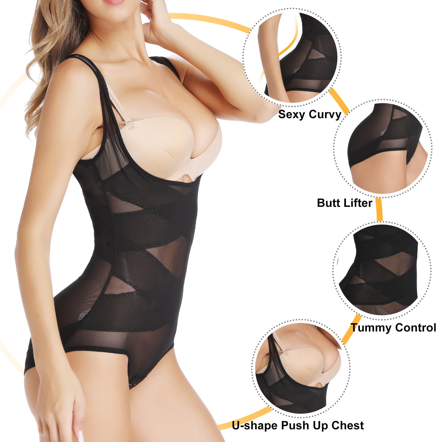 Shapewear Bodysuit for Women Tummy Control Butt Lifter Panty Hi-Waist Trainer Stomach Body Shaper Slimming Girdles