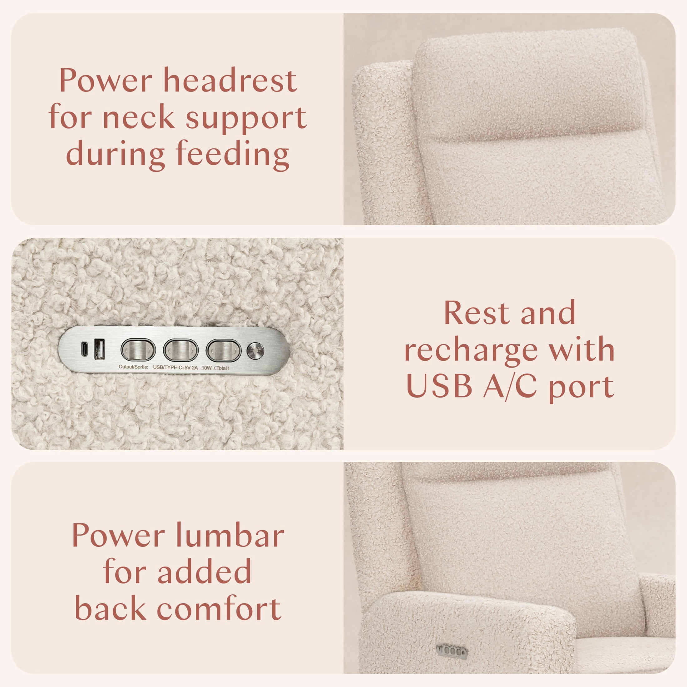Babyletto Sigi Pro Power Recliner and Swivel Glider with Power Adjustable Headrest and Lumbar Support