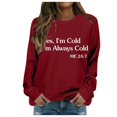 thumbnail image 1 of WEAIXIMIUNG Sweatshirts pour Femmes Coupe Ample Monocolore Automne et Hiver Imprimé Lettre Col Rond Épaule Manches Longues Pull Décontracté (5), 1 of 4
