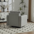 thumbnail image 3 of Leumius Swivel Armchair with Hidden Storage,33.6''W Upholstered 360° Accent Chairs with Pillow,Square Club Chair Single Sofa for Living Room,Gray, 3 of 14