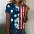 thumbnail image 3 of NIEWTR American Flag Shirts for Women Stars Stripes 4th of July Summer Short Sleeve Graphic Patriotic Loose Fit Tees Tops(Navy,M), 3 of 5