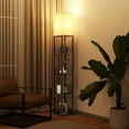 thumbnail image 5 of Foukus 63" Floor Lamp with Shelves: Lamp for Living Room with 3 Adjustable Color Temperatures, Display Bookshelf for Home, Bedroom, Study - Black (Bulb Included), 5 of 6