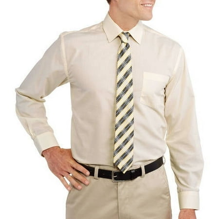 Big Men's Solid Dress Shirt With Matchin