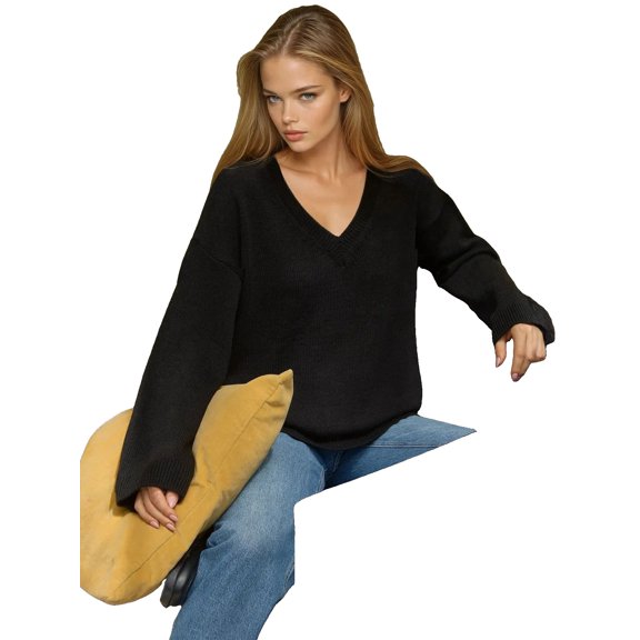 Thick Knit V-neck Sweater