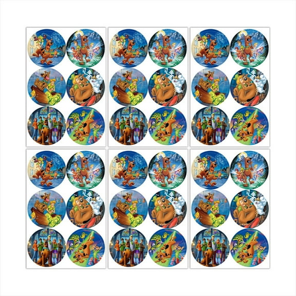 Scooby doo Stickers Party Favors Labels Birthday Thank You Themed Round Circle Baby Shower 60pcs