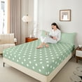thumbnail image 4 of Manfei Polka Dots Boy Girl Full Size Sheets 4-Piece,Vintage Aesthetic Breathable Bed Sheets,Green White Lightweight Sheet Sets,Microfiber Bedroom Decor, 4 of 7