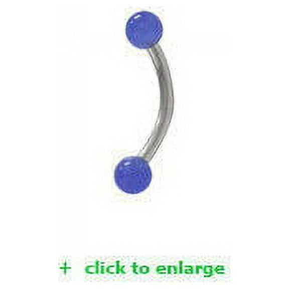 Eyebrow Ring Surgical Steel Shaft (8mm) with UV Glow Beads