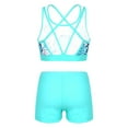thumbnail image 2 of Yruioon Kids 2 Piece Tankini Swimwear，Girls Water Park Swimsuit Swim Crop Top with Shorts Bathing Leaf&Light Green 12, 2 of 7