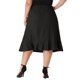 thumbnail image 3 of Faldas midi casuales de chambray con cintura elástica y dobladillo con volantes para mujeres de tallas grandes Agnes Orinda 2X negras, 3 of 5