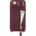 thumbnail image 6 of iPhone 7 8 SE (2020) Case with Card Holder for Women, iPhone 7 Phone Case Wallet with Strap Credit Card Slots Crossbody with Kickstand Zipper Shockproof Case for iPhoneSE (2020) - Red Wine, 6 of 16