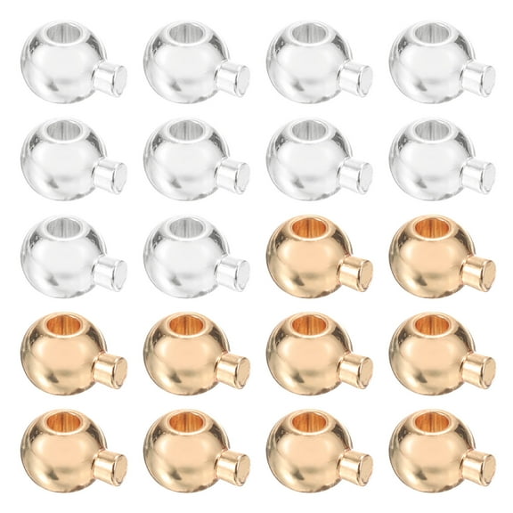 20 Pack Crimp Beads, Spacer Bead Covers for Jewelry Making Necklace Ends Accessories, Light Gold and Silver