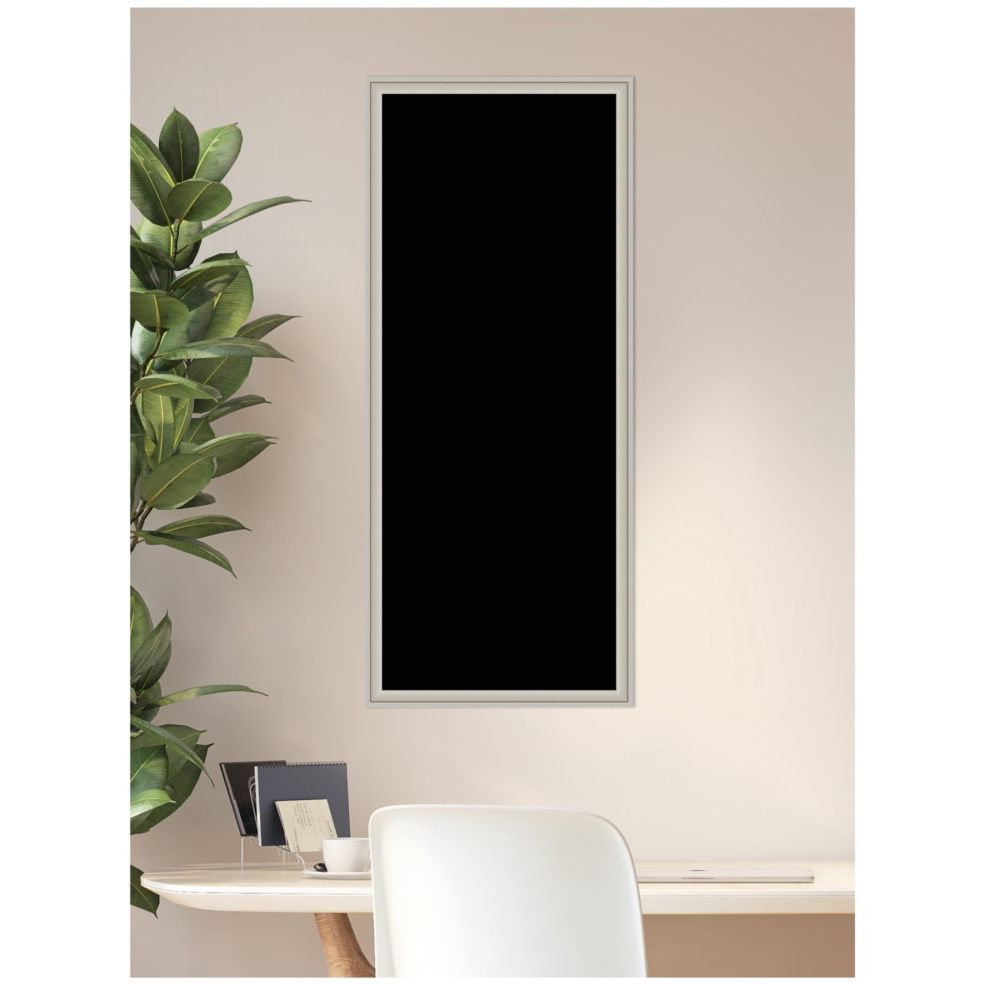 Kate and Laurel Framed Fabric Pinboard 18 x 42,  Printed Linen Classic Bulletin Board for Use as a Vision Board or Wall Organization, Florence Silver Frame