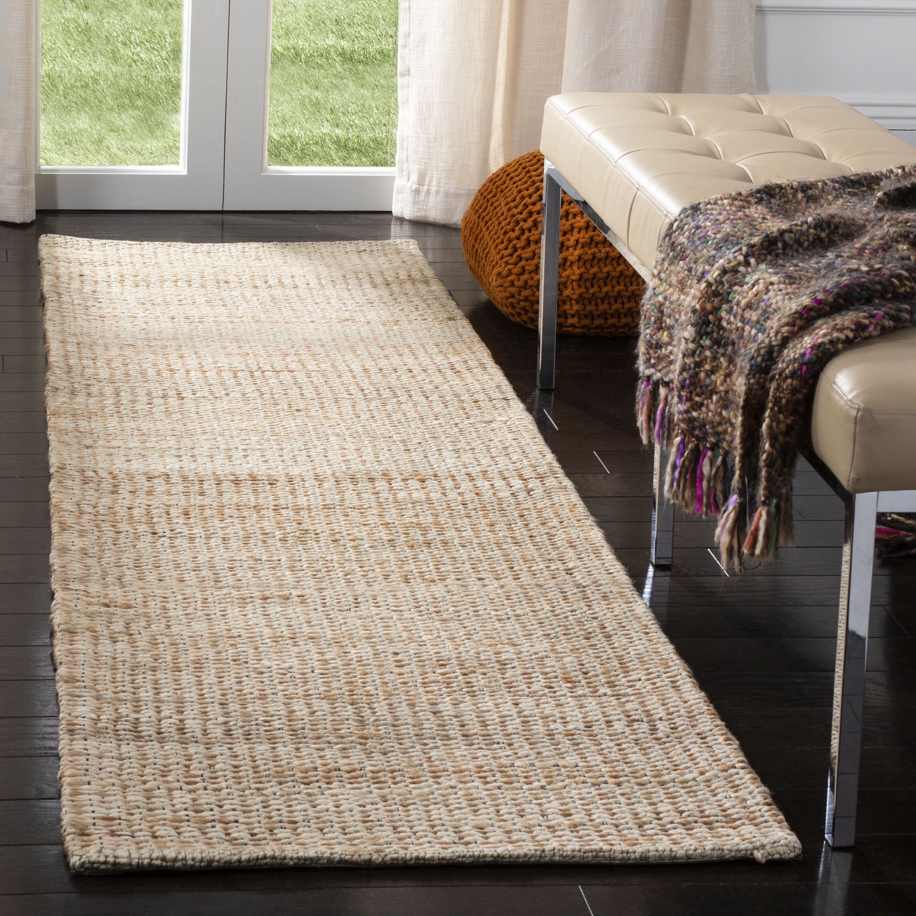 SAFAVIEH Marbella Christina Solid Runner Rug, Natural/Ivory, 2'3" x 12'