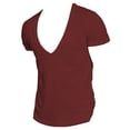 thumbnail image 6 of Manyakai Men's Deep V-Neck Shirts Short Sleeves Low Cut T-Shirt Stretch Basic Cotton Top Tees Burgundy XL, 6 of 6