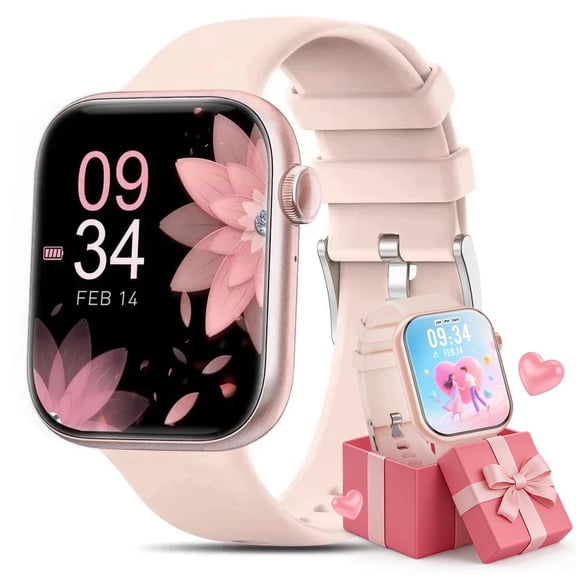 Mingdaln 1.85''HD Men Womens Smart watch,with Bluetooth Answer/Make Calls/120 Sports Modes/10 Days Standby, IP68 Waterproof Fitness Tracker Fits for Android Iphone Devices, perfect gift（Pink）