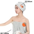 thumbnail image 2 of Falda de ducha absorbente de secado rápido para baño de spa y turbante para secar el cabello, juego de 2 piezas, 2 of 5