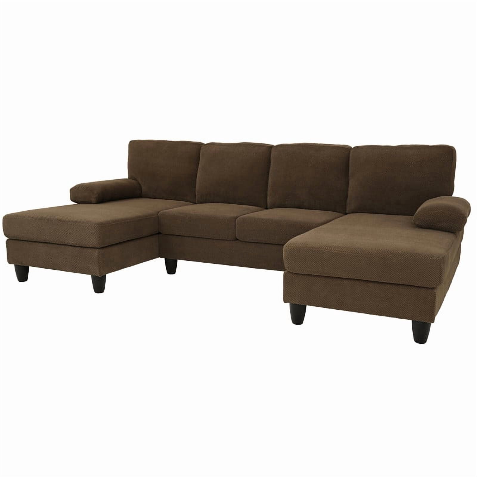 Upholstered U-Shaped Sectional Sofa, Deep Seat Sofa Couch with Dual Chaise, Plush Armrests, Modular Sofa for Living Room Apartment
