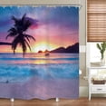thumbnail image 6 of Beach Sunset Shower Curtain Ocean Sunrise Tropical Palm Tree Hawaiian Coastal Scenery Sea Waves Summer Bathroom Home Decor Set Waterproof Polyester 72WX72H Inch 12 Pack Plastic Hooks WW-IHTB, 6 of 6