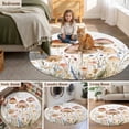 thumbnail image 6 of Spring Botanical Round Area&nbsp;Rug 3.3ft Watercolor Mushroom Farmhouse Leaf Wildflower Non-Slip&nbsp;Washable Circle Rugs Soft Felt Indoor Floor Mat for Bedroom Kitchen Living Room Bathroom, 6 of 9