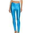 thumbnail image 6 of Womens Shiny Metallic Faux Leather Skinny Leggings, High Waist Stretch Tight Pants for Party Club Blue L, 6 of 6