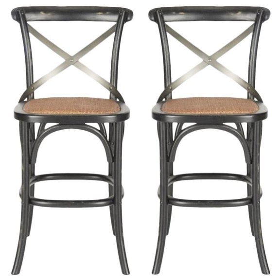 Home Square Oak Wood 24" Counterstool in Hickory - Set of 2