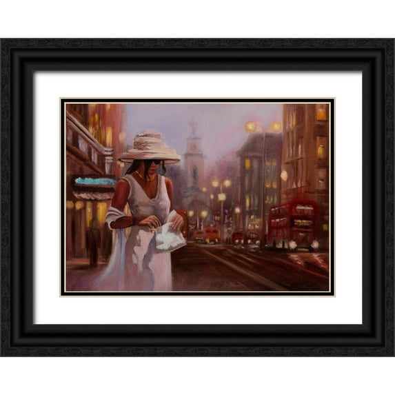 Stepien, Ryszard 24x18 Black Ornate Wood Framed with Double Matting Museum Art Print Titled - Girls in White Dress in London