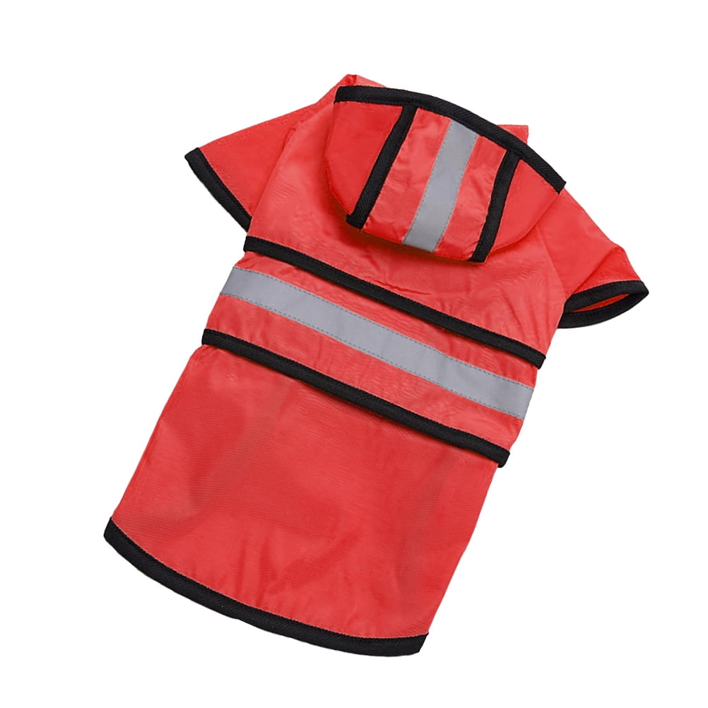 OUNONA Pet Dog Reflective Rainwear Red Waterproof Elastic Material with Hood